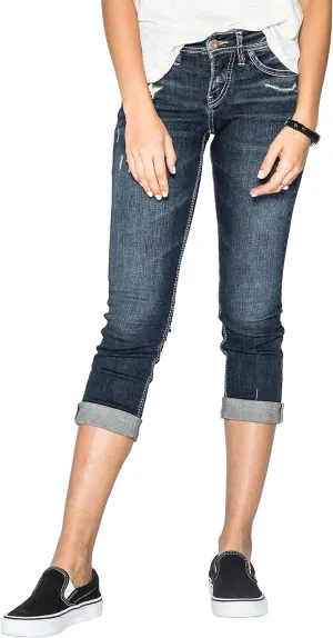 Silver Jeans Co. Women's Suki Mid Rise Capri Jeans
