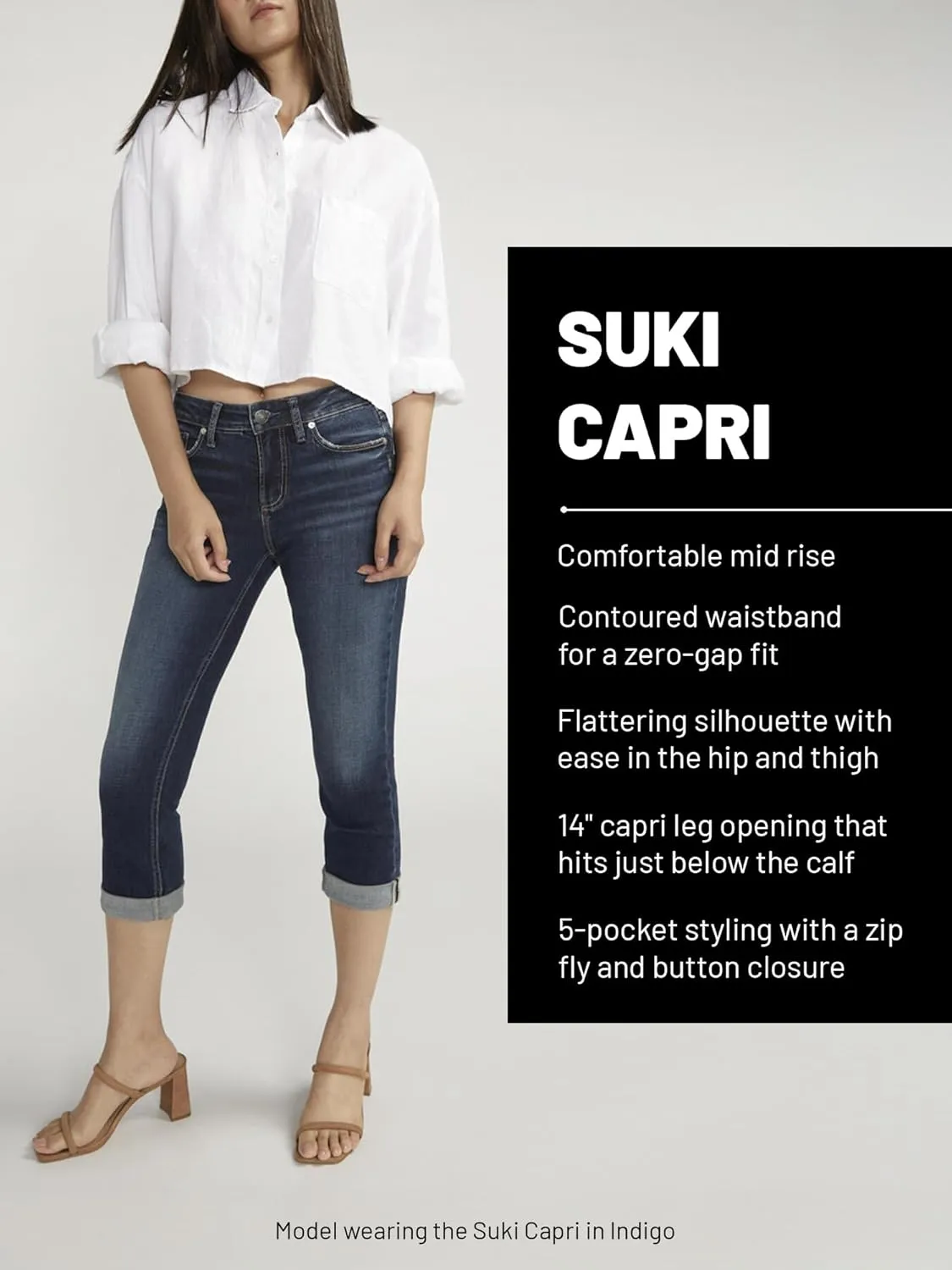 Silver Jeans Co. Women's Suki Mid Rise Capri Jeans