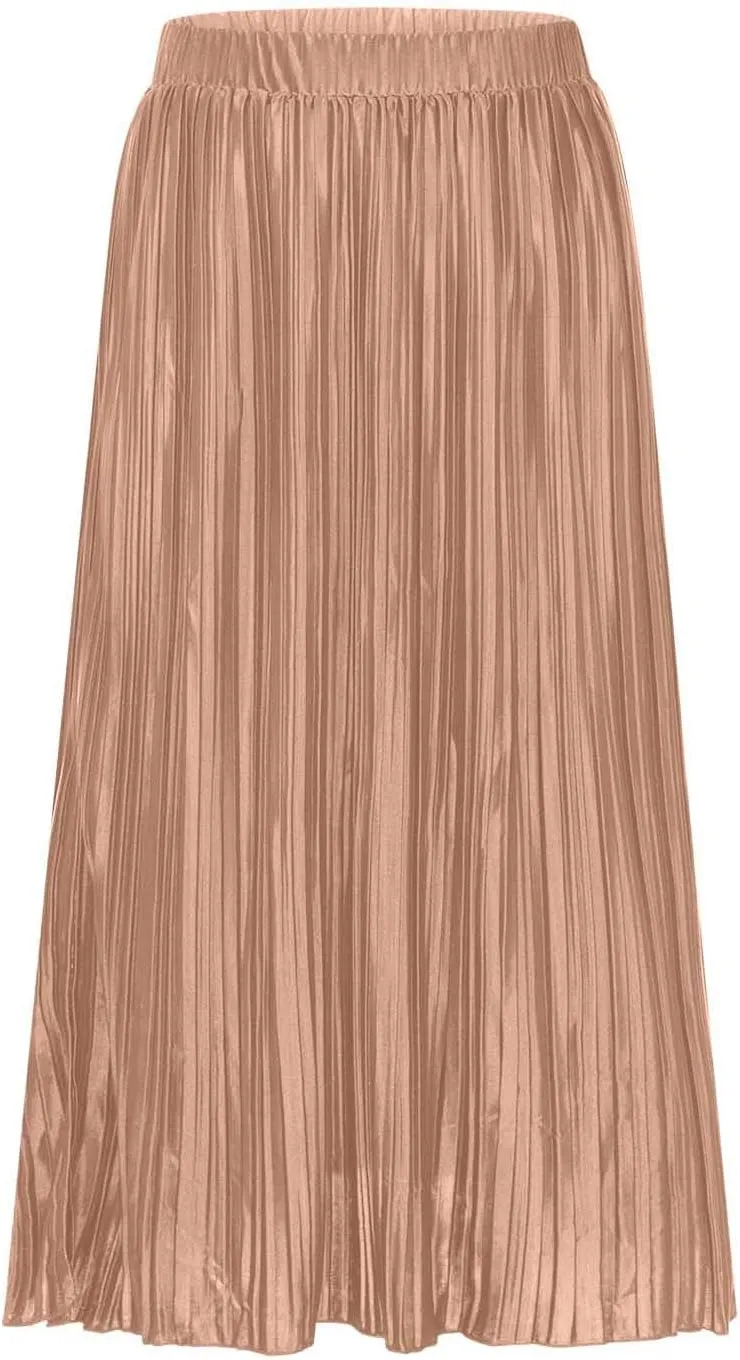 Skirts for Women Summer Boho Elegant Front Split Long Flowy Skirts Comfy Beach Elatic Waist Pleated A-Line Skirt
