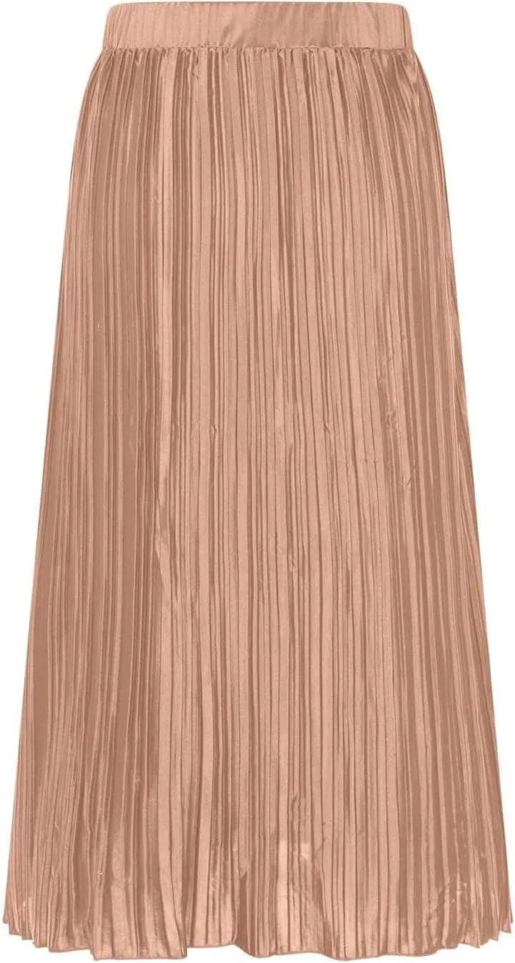 Skirts for Women Summer Boho Elegant Front Split Long Flowy Skirts Comfy Beach Elatic Waist Pleated A-Line Skirt