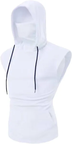 Sleeveless Hoodies for Men Casual Slim Fit Hooded Tank Tops Athletic Bodybuilding Gym Tee Running Workout Sport Shirts