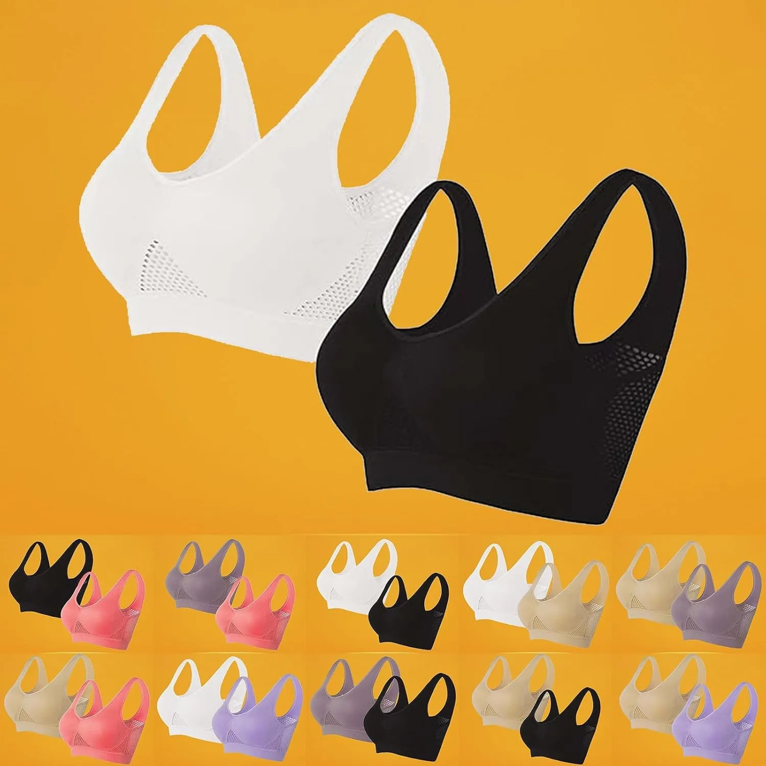 Sports Bras for Women Full Coverage No Underwire Everyday Bras Comfort Wireless Lightly Lined T-Shirt Bra