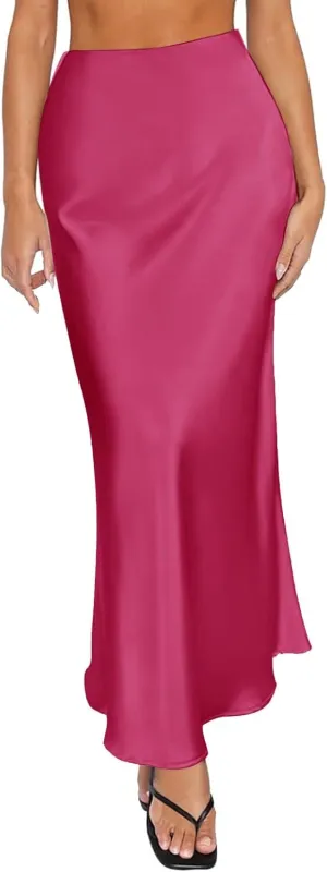 Spring Summer Skirts Satin Skirt High Waisted Maxi Wedding A Line Long Skirts Disposable Table