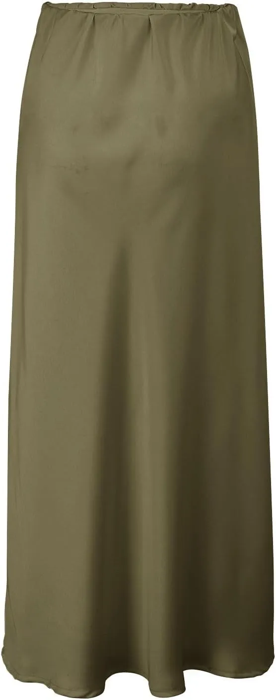 Spring Summer Skirts Satin Skirt High Waisted Maxi Wedding A Line Long Skirts Disposable Table