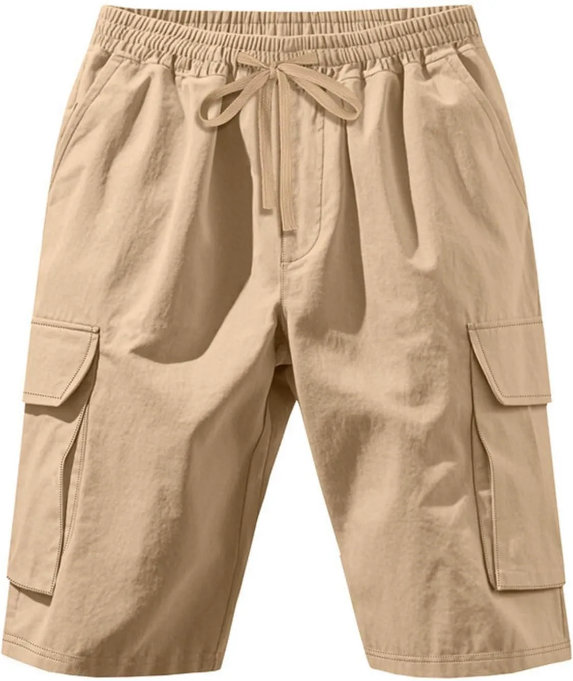 Summer Cargo Shorts for Men Casual Drawstring Elastic Waist Shorts Lightweight Vacation Beach Pant with Multi Pockets