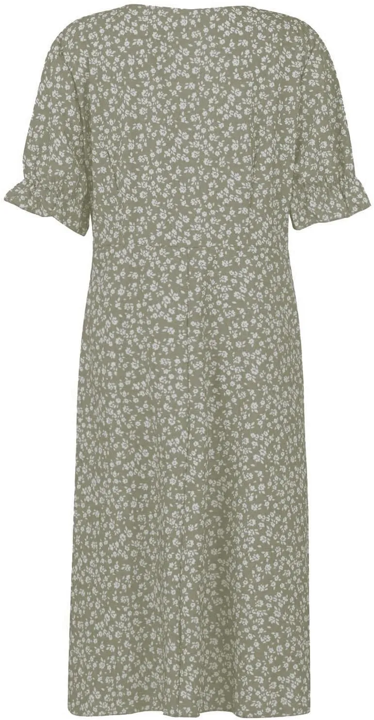 Summer Dresses for Women 2025 Fashion Floral Print V Neck 3/4 Sleeve Dress High Waist Boho Dresses Wrap Maxi Dress