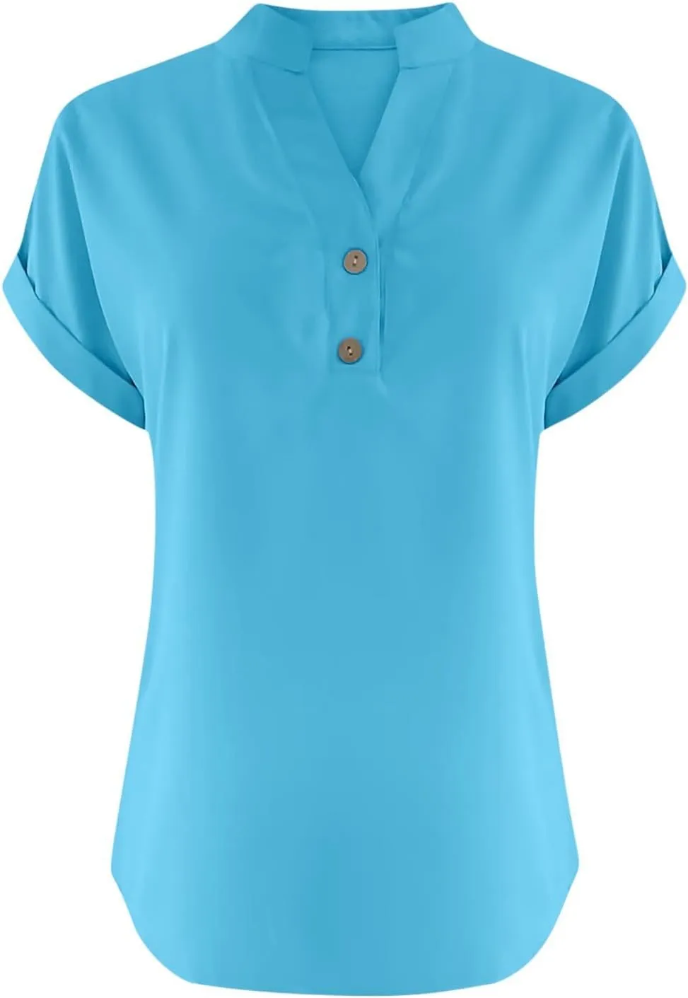 Summer Tops for Women 2025 Trendy Short Sleeve Cotton Linen Shirts Lightweight Casual Button V Neck Blouse Loose Tops