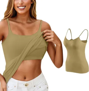 Tank Top for Women Shelf Bra Spaghetti Strap Camisole Seamless Cotton Cami Shirts