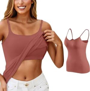 Tank Top for Women Shelf Bra Spaghetti Strap Camisole Seamless Cotton Cami Shirts
