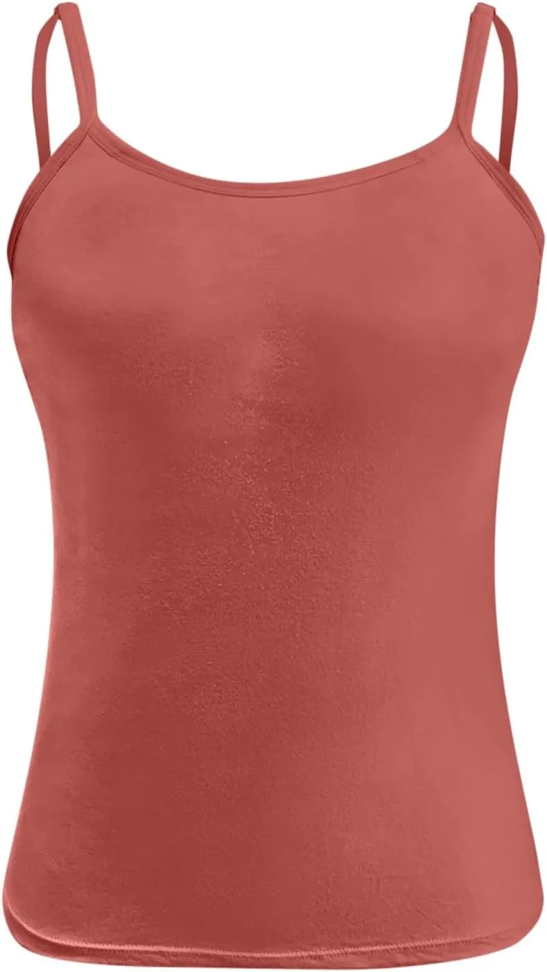 Tank Top for Women Shelf Bra Spaghetti Strap Camisole Seamless Cotton Cami Shirts