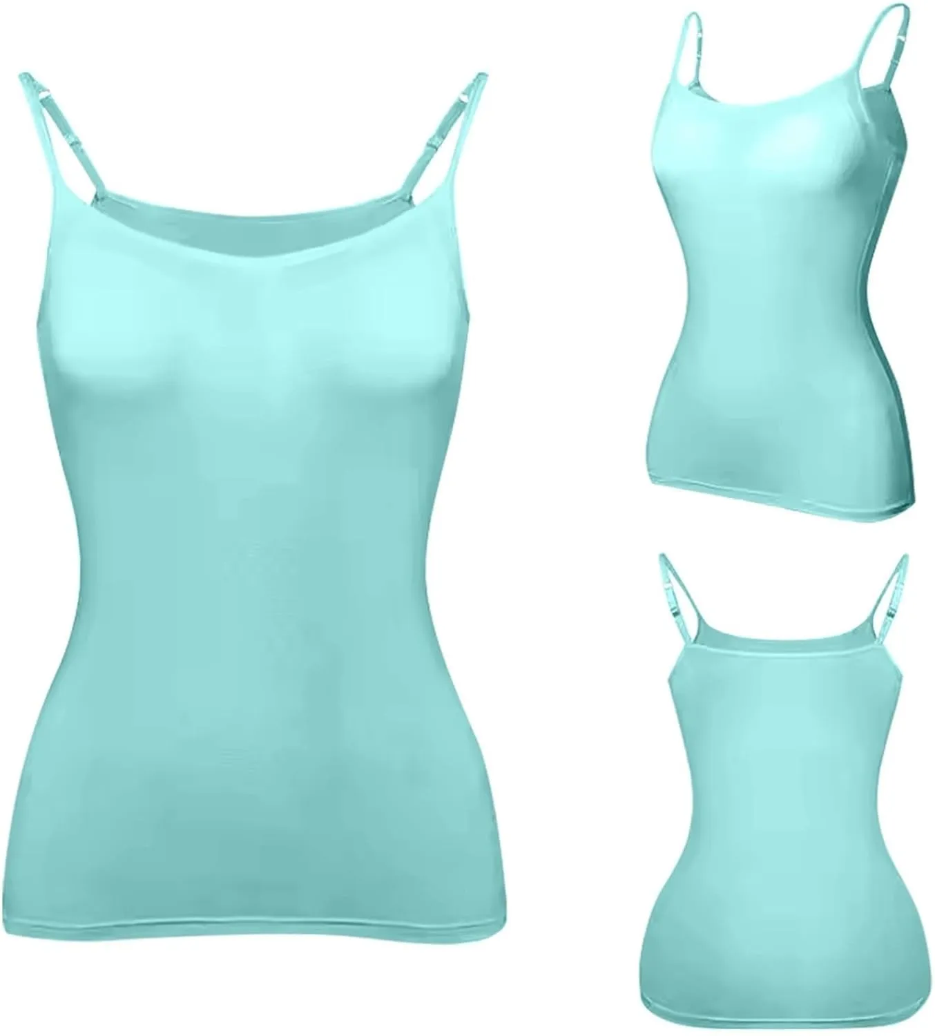 Tank Top with Built in Bra for Women Adjustable Spaghetti Strap Cami Tanks Padded Comfy Yoga Tops Sleeveless Basic Tops