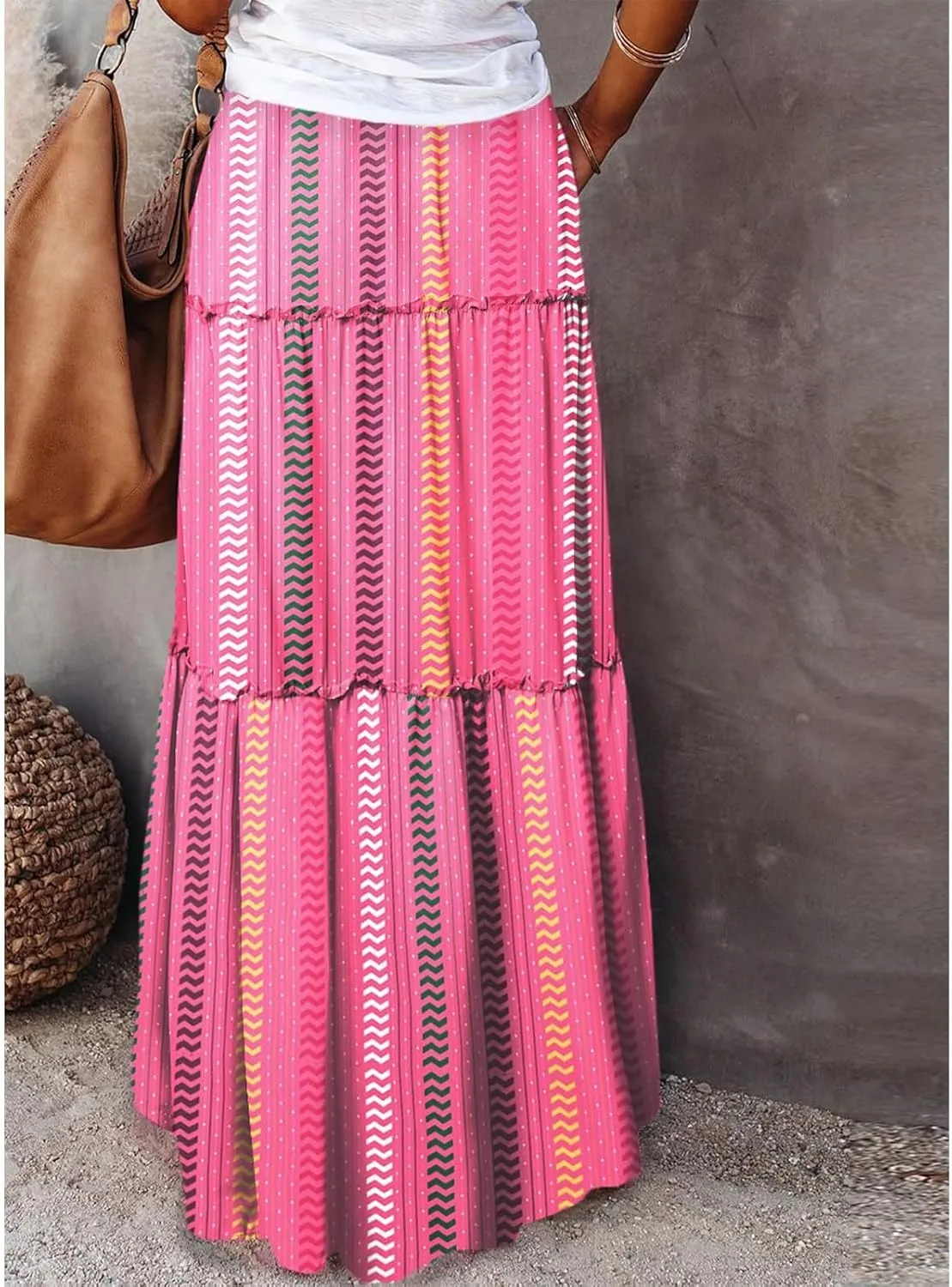 Trendy Women's Skirts, Casual Boho Vacation Summer Flowy Maxi Womens Skirts