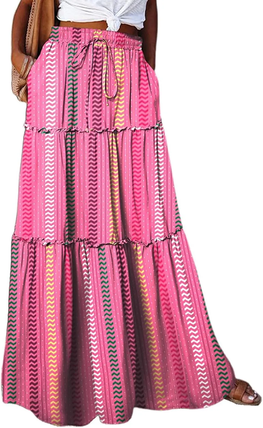 Trendy Women's Skirts, Casual Boho Vacation Summer Flowy Maxi Womens Skirts