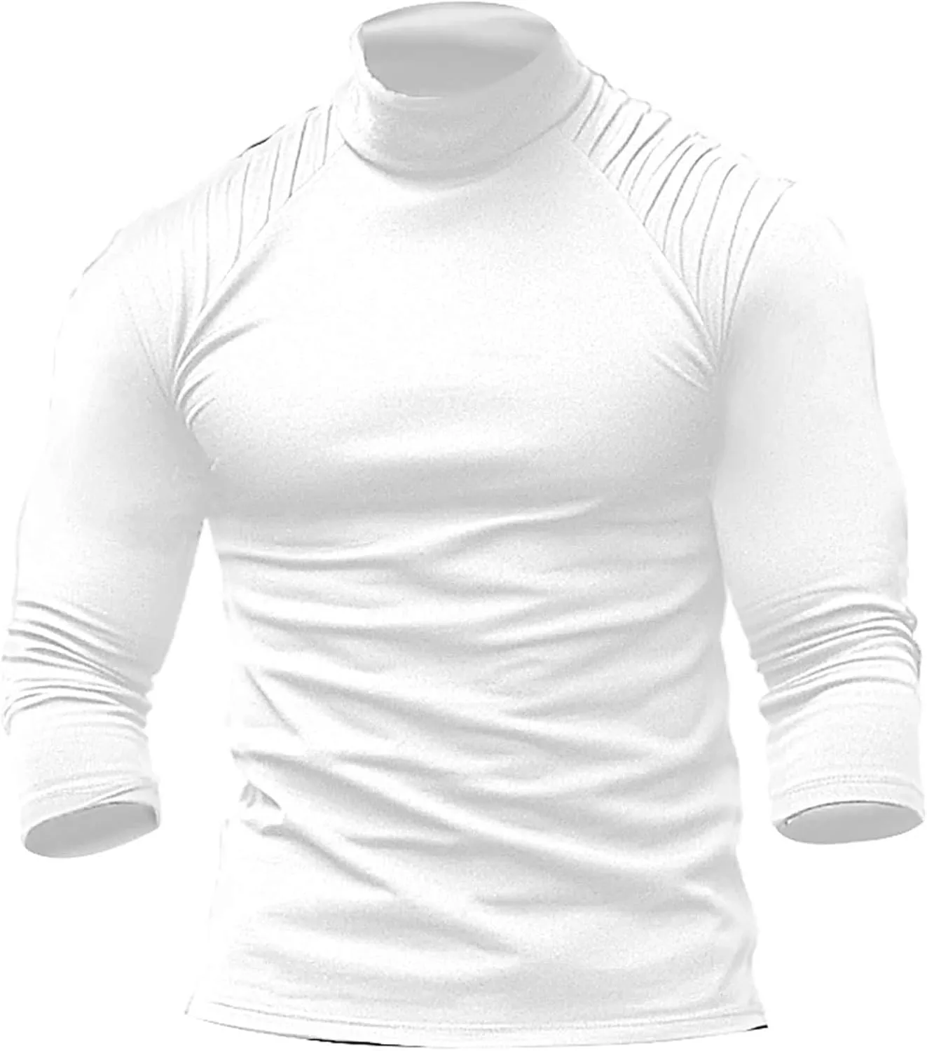 Turtleneck Long Sleeve T Shirts for Men Slim Fit Length Sleeve Raglan Shirt Basic Designed Baselayers Tops Pullover