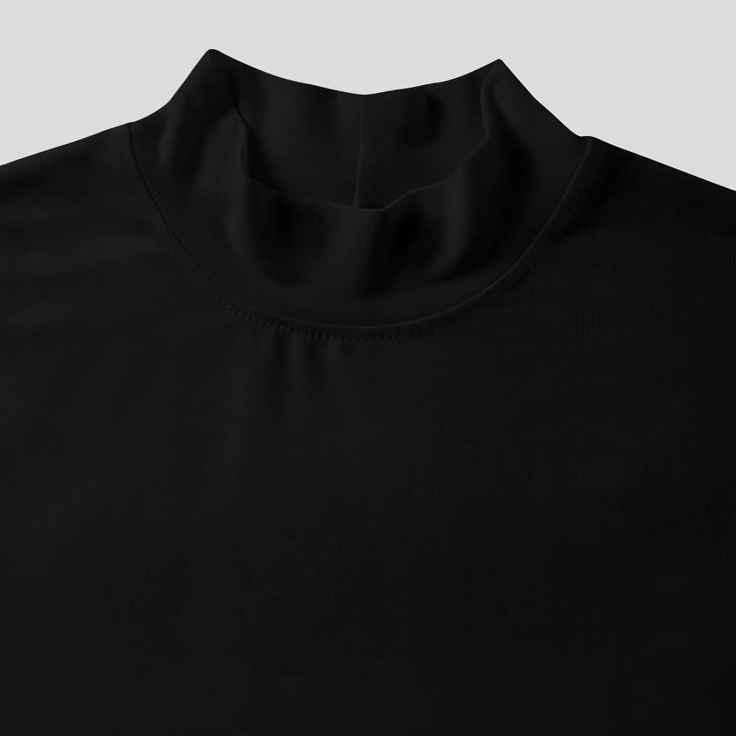 Uillui Men's Baselayer Cotton Stretch Mock Neck Tee Turtleneck Sweater Short Sleeve Basic Slim Fit Knitted Pullover Shirts