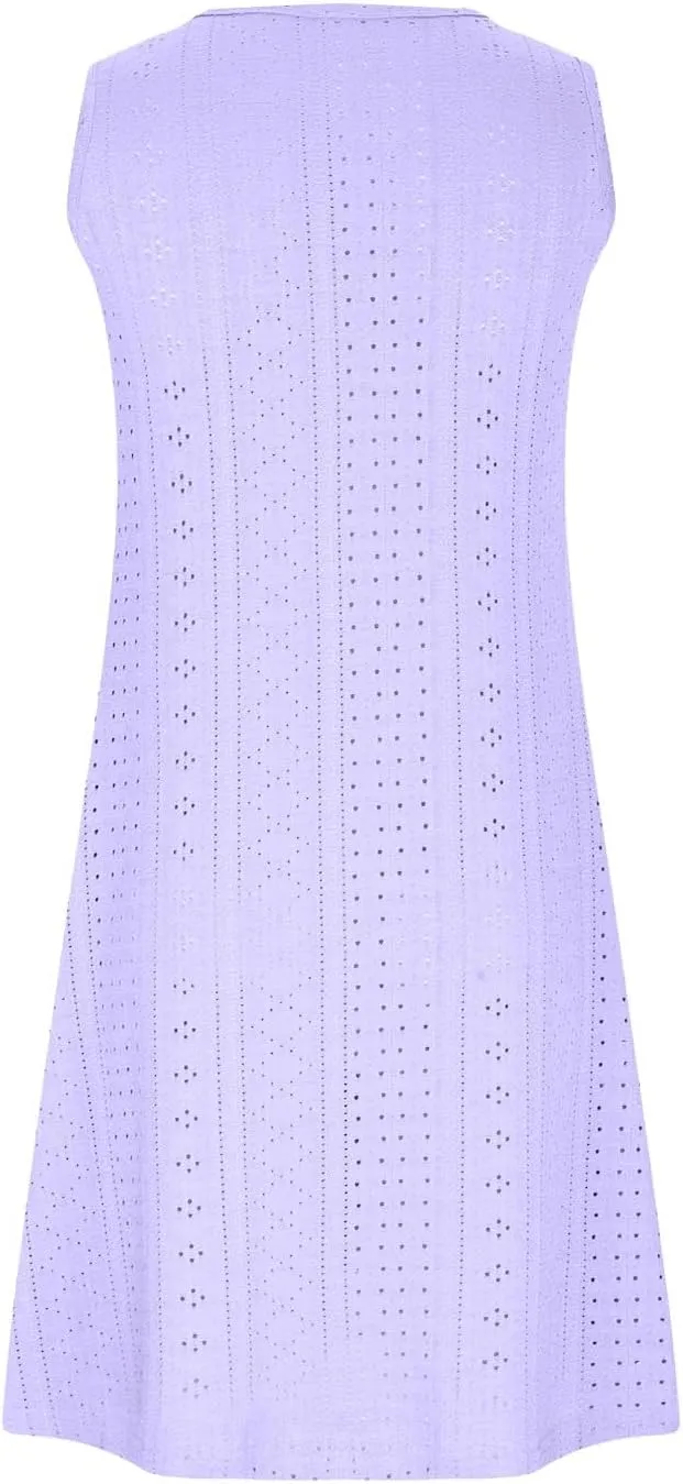 Vacation Dresses for Women 2025 Casual Sleeveless Sexy Wrap Short Dresses V Neck Solid Sundress Mini Flowy Dress