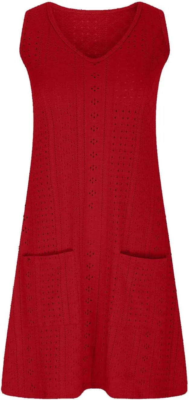 Vacation Dresses for Women 2025 Casual Sleeveless Sexy Wrap Short Dresses V Neck Solid Sundress Mini Flowy Dress