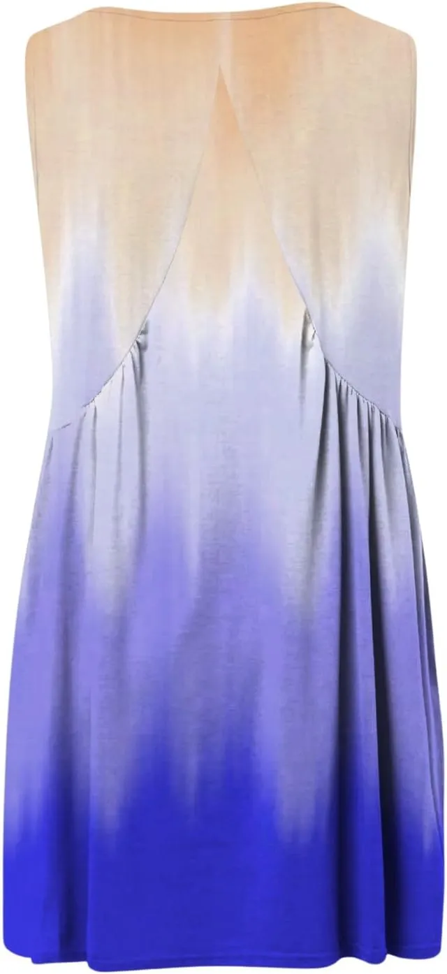 Vacation Dresses for Women 2025 Sleeveless V Neck Tiered Swing Dress Casual Going Out Short Sundress with Pockets
