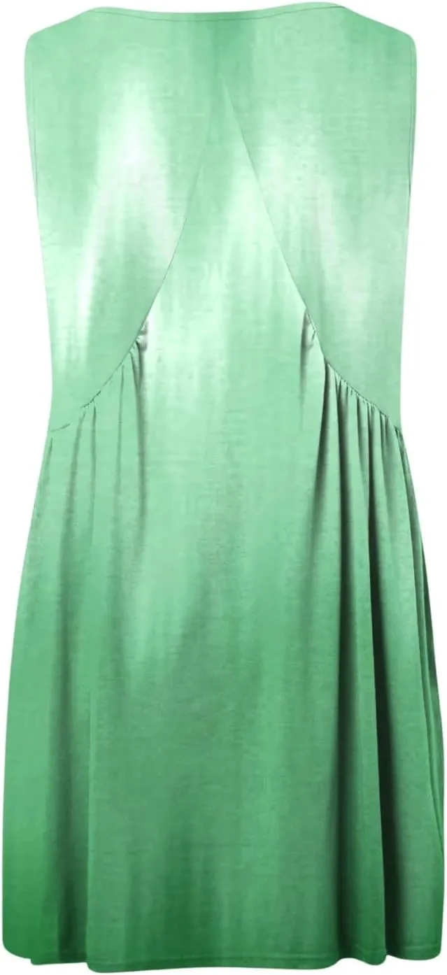 Vacation Dresses for Women 2025 Sleeveless V Neck Tiered Swing Dress Casual Going Out Short Sundress with Pockets