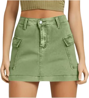 Vintage Jean Skorts for Woman High Waisted Trendy Stretchy Denim Skirt with Pocket Y2K Casual Summer Skorts Skirts