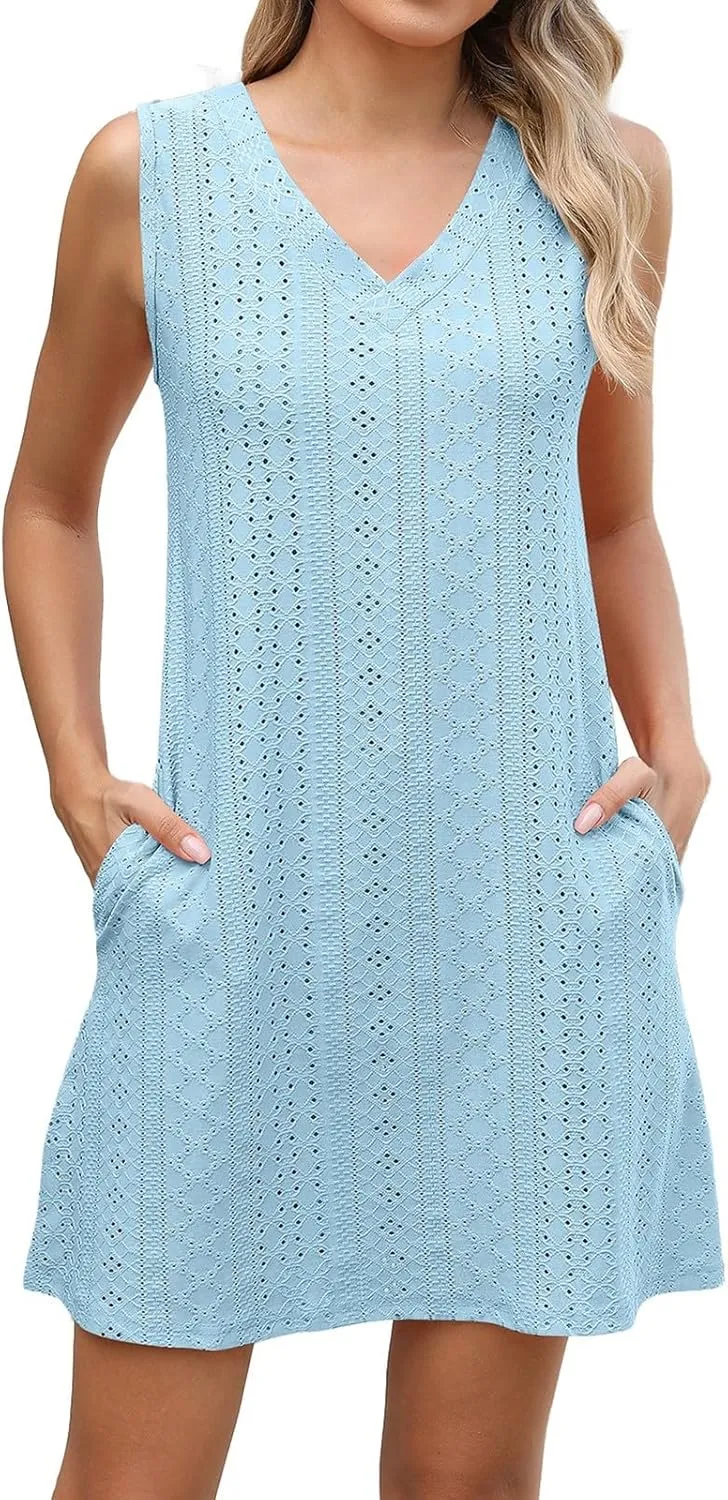 Wedding Guest Dresses for Women V-Neck Spaghetti Strap Dresses Waist Tie Sundress Layer Ruffle Hem a Line Mini Dress