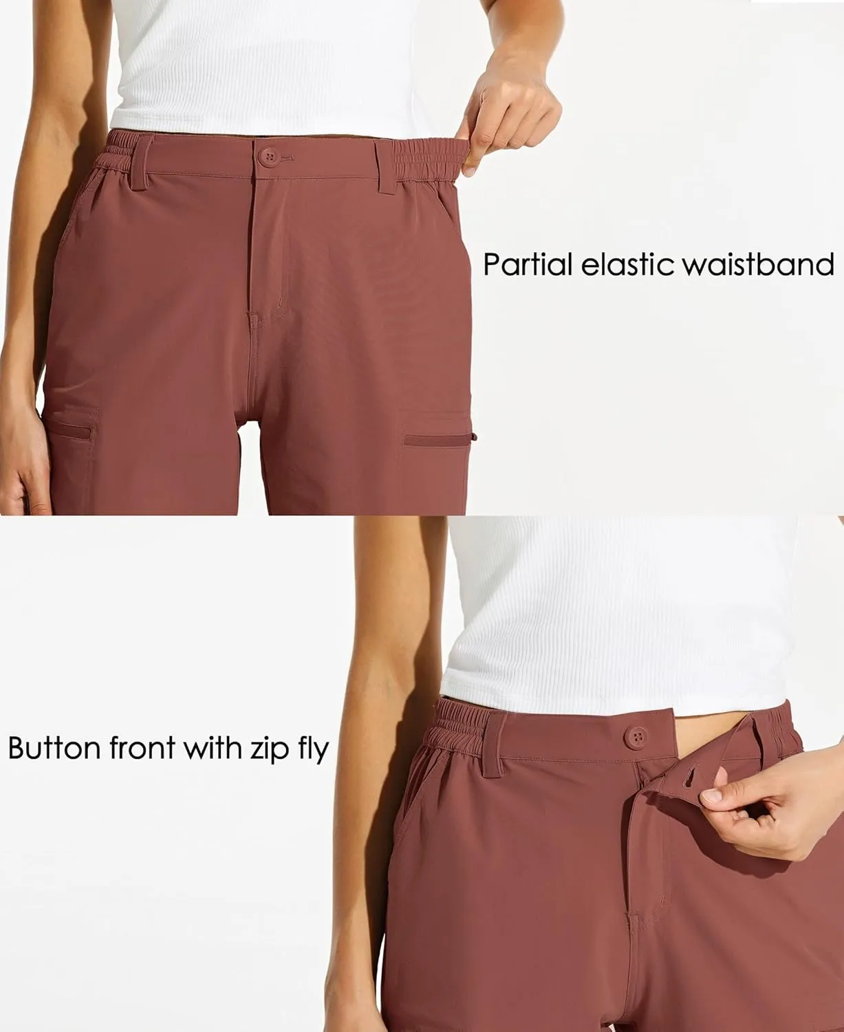 Willit Women's 10" Hiking Cargo Shorts Stretch Golf Active Long Shorts Quick Dry Outdoor Summer Shorts
