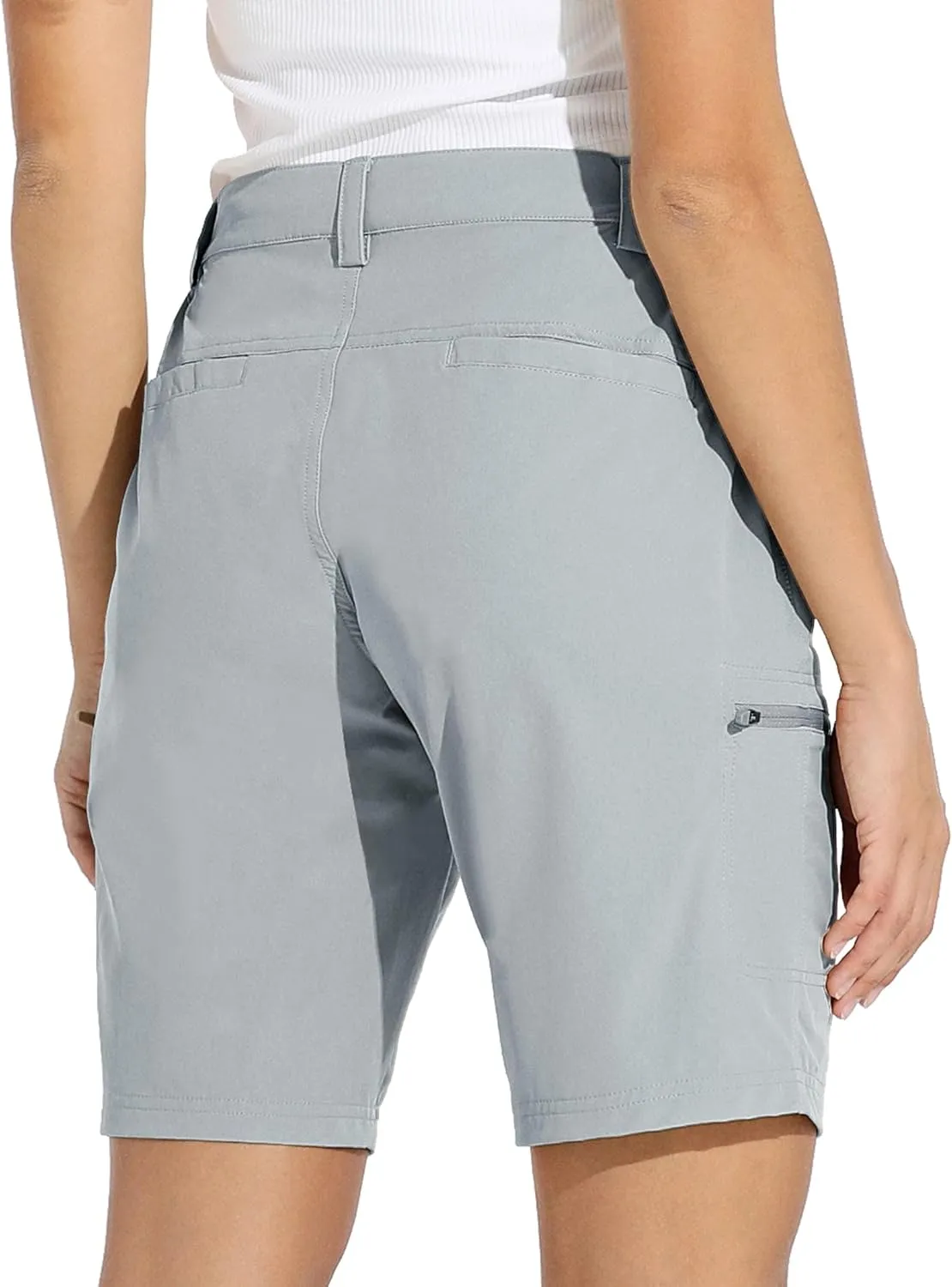 Willit Women's 10" Hiking Cargo Shorts Stretch Golf Active Long Shorts Quick Dry Outdoor Summer Shorts
