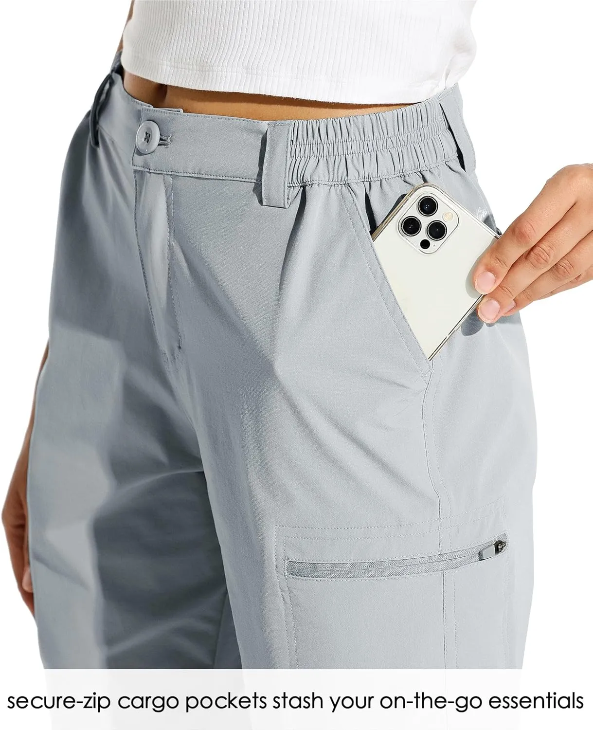 Willit Women's 10" Hiking Cargo Shorts Stretch Golf Active Long Shorts Quick Dry Outdoor Summer Shorts