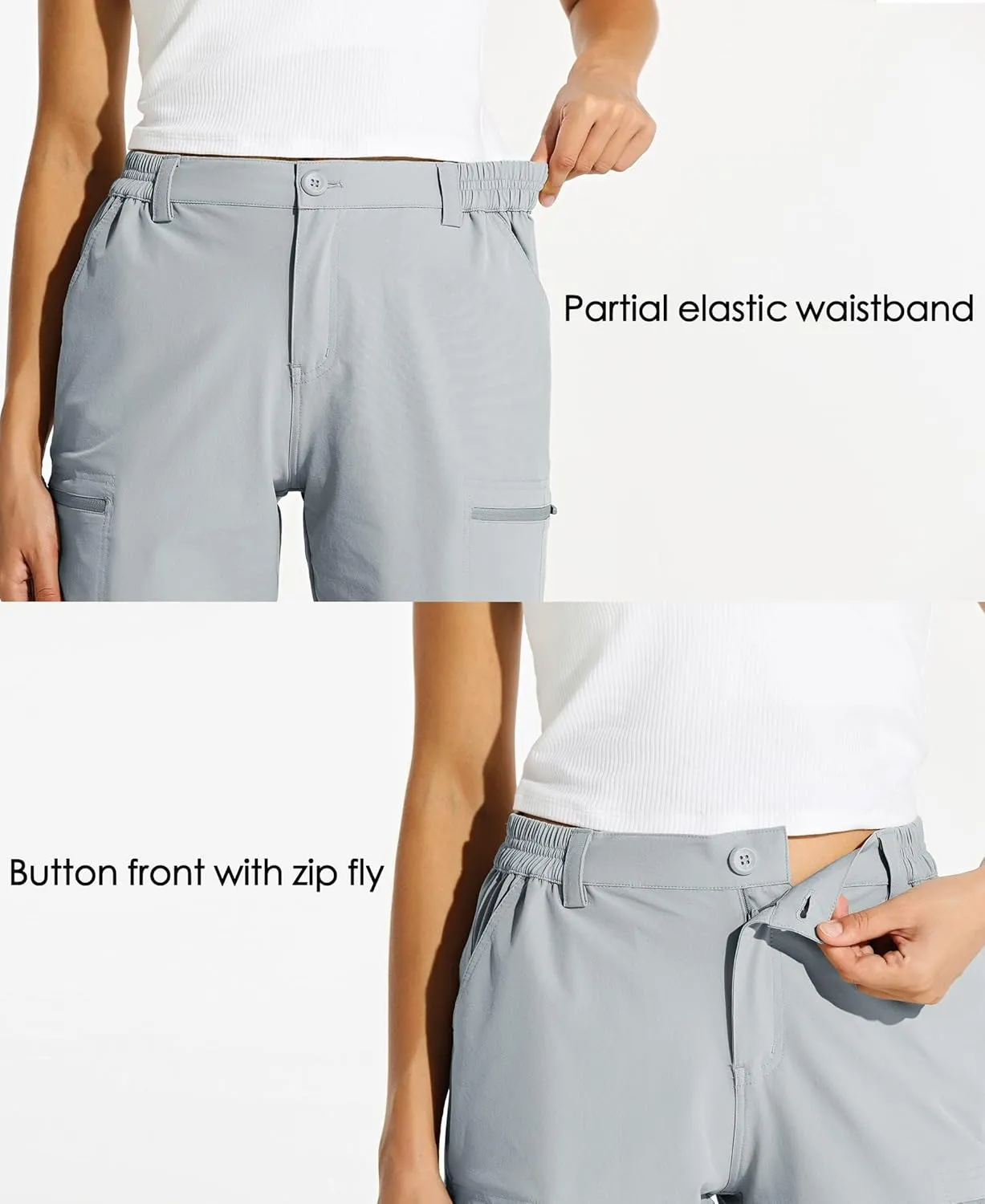 Willit Women's 10" Hiking Cargo Shorts Stretch Golf Active Long Shorts Quick Dry Outdoor Summer Shorts