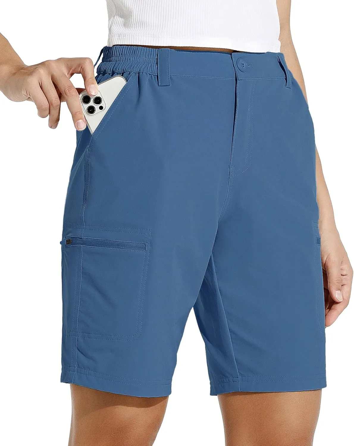 Willit Women's 10" Hiking Cargo Shorts Stretch Golf Active Long Shorts Quick Dry Outdoor Summer Shorts
