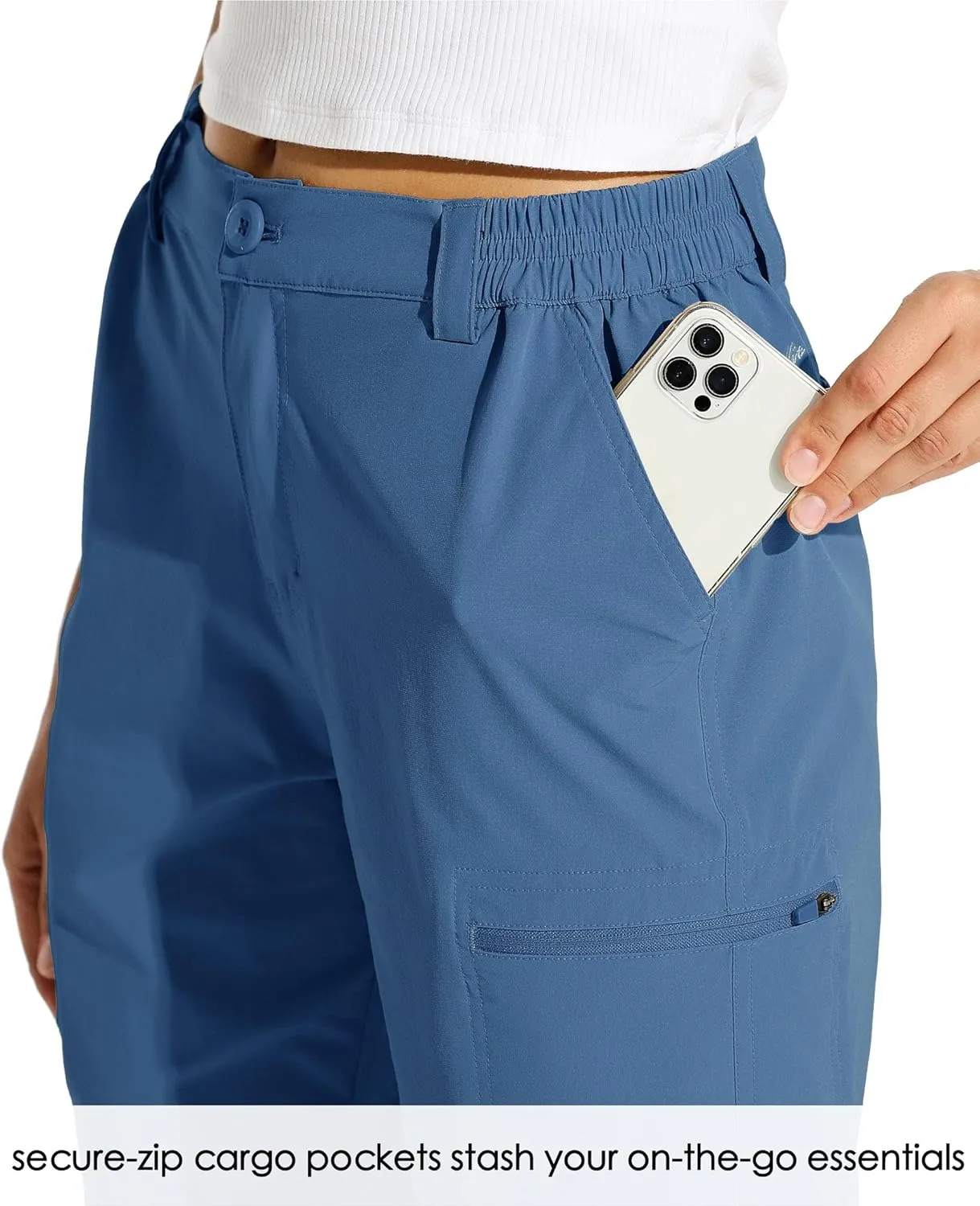 Willit Women's 10" Hiking Cargo Shorts Stretch Golf Active Long Shorts Quick Dry Outdoor Summer Shorts