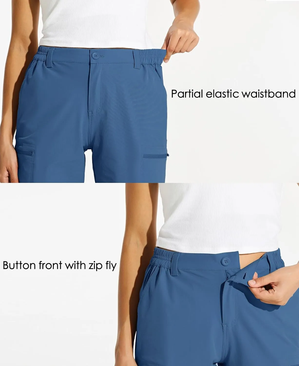 Willit Women's 10" Hiking Cargo Shorts Stretch Golf Active Long Shorts Quick Dry Outdoor Summer Shorts