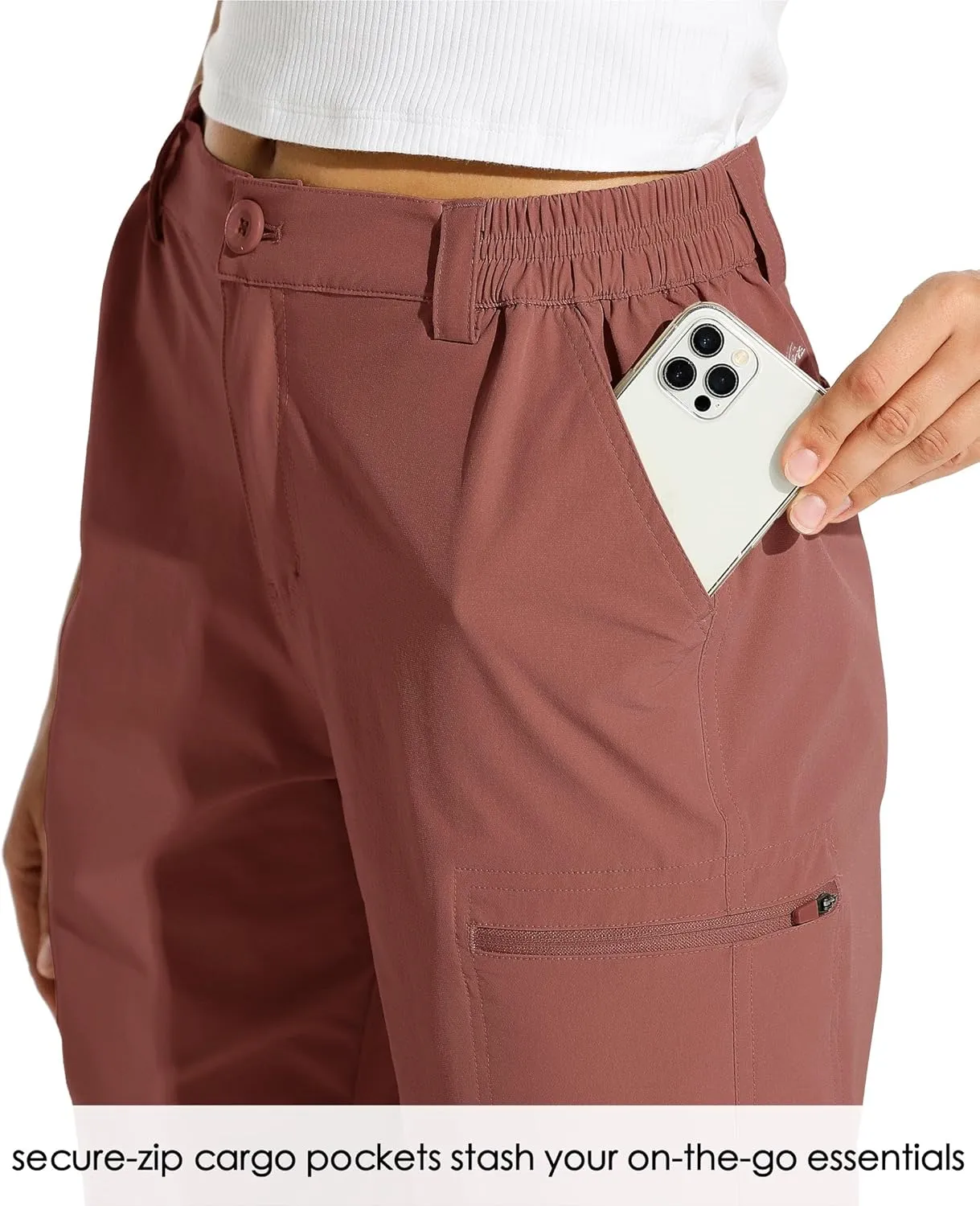 Willit Women's 10" Hiking Cargo Shorts Stretch Golf Active Long Shorts Quick Dry Outdoor Summer Shorts