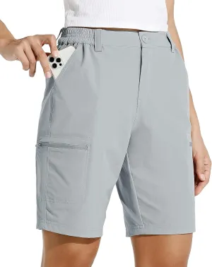 Willit Women's 10" Hiking Cargo Shorts Stretch Golf Active Long Shorts Quick Dry Outdoor Summer Shorts