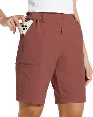 Willit Women's 10" Hiking Cargo Shorts Stretch Golf Active Long Shorts Quick Dry Outdoor Summer Shorts