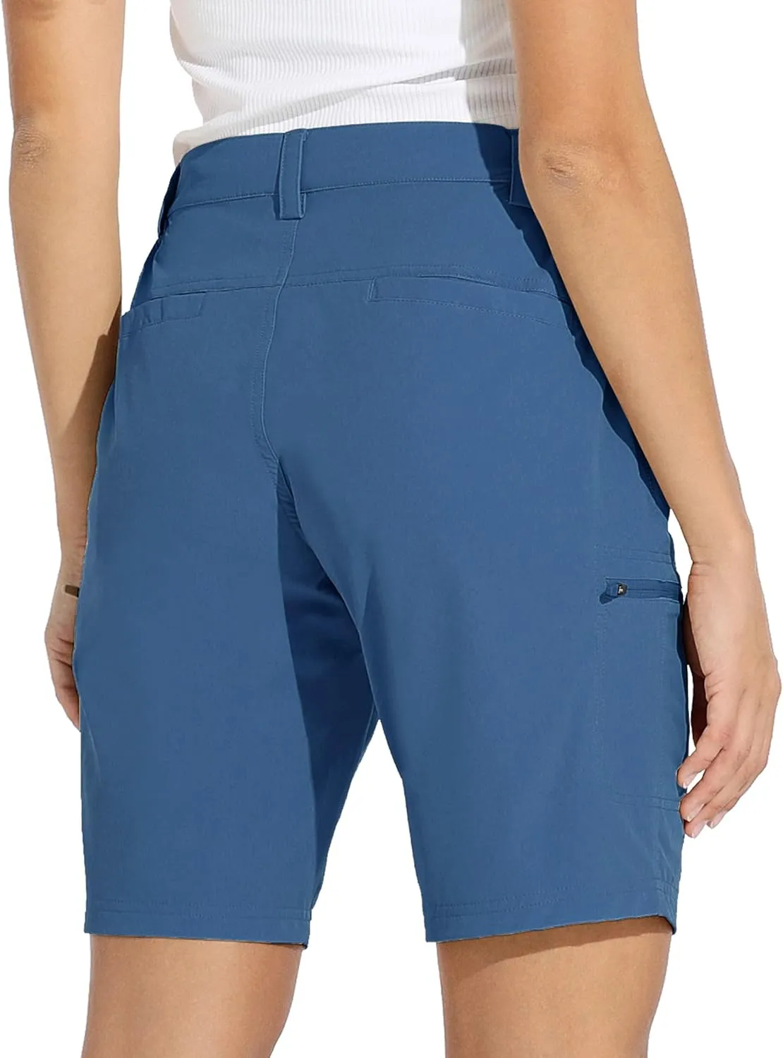 Willit Women's 10" Hiking Cargo Shorts Stretch Golf Active Long Shorts Quick Dry Outdoor Summer Shorts