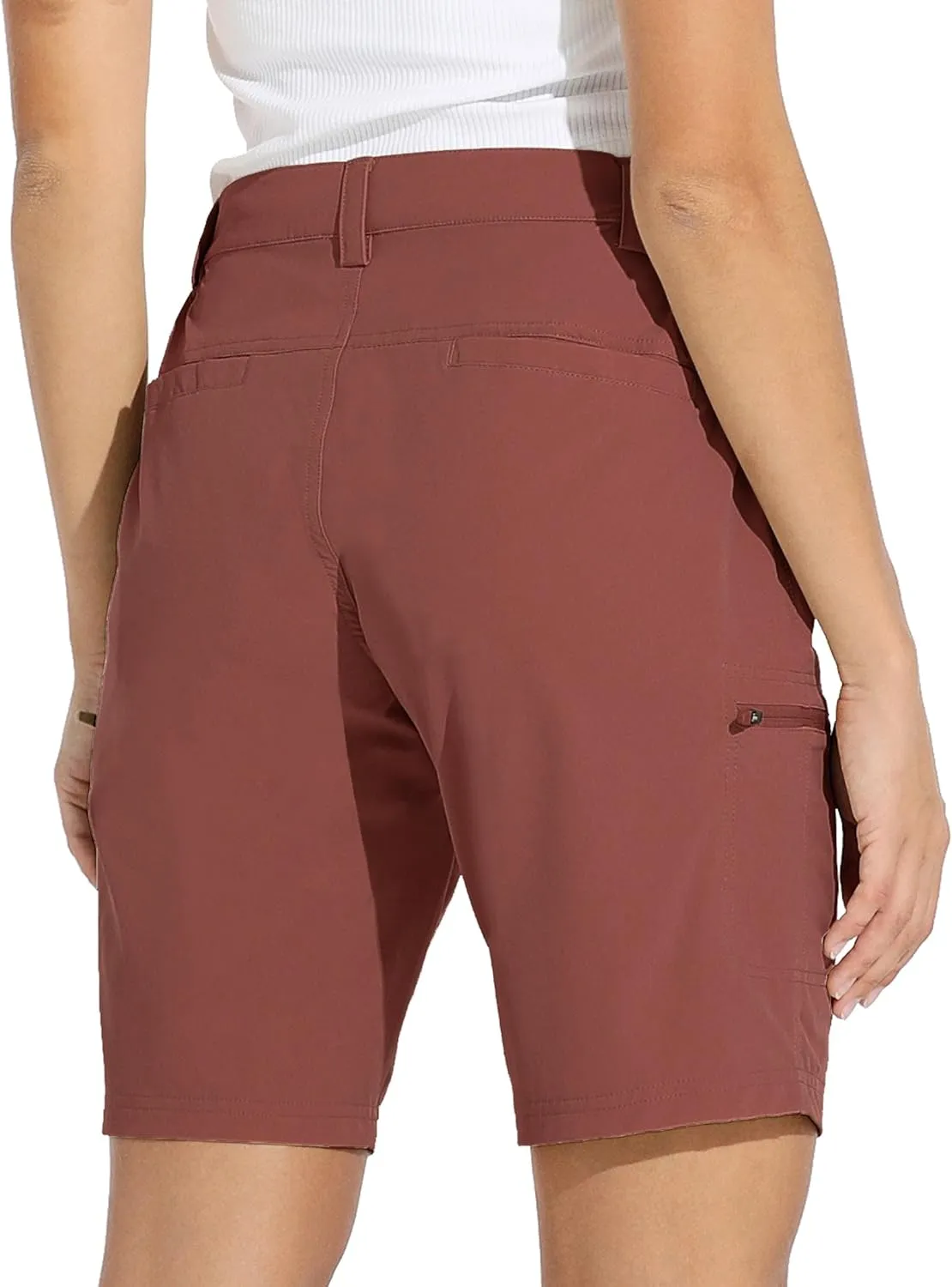 Willit Women's 10" Hiking Cargo Shorts Stretch Golf Active Long Shorts Quick Dry Outdoor Summer Shorts