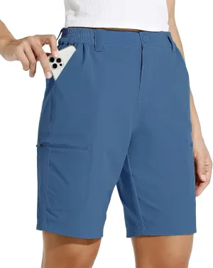 Willit Women's 10" Hiking Cargo Shorts Stretch Golf Active Long Shorts Quick Dry Outdoor Summer Shorts
