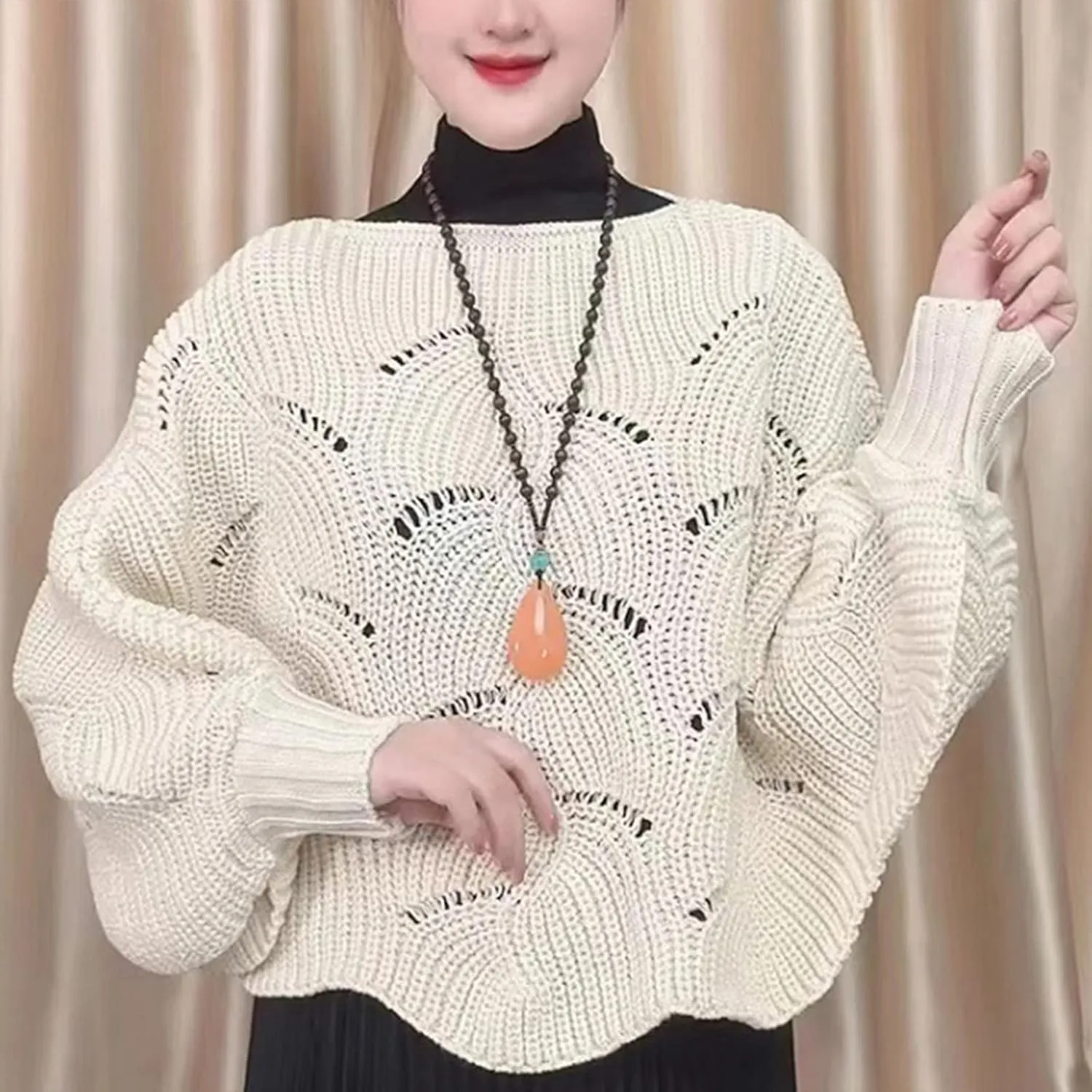 Winter Knitwear Oversize Sweater Women's Fashion Thick Turtleneck Sweater Pullover Scarf Solid Wraps The Shawl