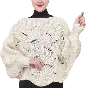 Winter Knitwear Oversize Sweater Women's Fashion Thick Turtleneck Sweater Pullover Scarf Solid Wraps The Shawl