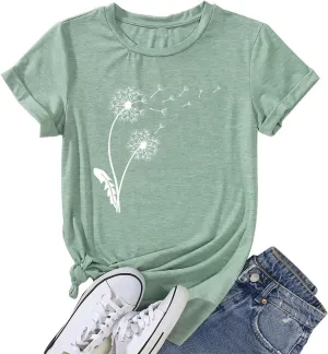 Women Boho Wildflowers Cottagecore Shirt Vintage Butterfly Floral Botanical Graphic Tees Garden Lover Tops