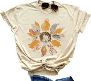Women Boho Wildflowers Cottagecore Shirt Vintage Butterfly Floral Botanical Graphic Tees Garden Lover Tops