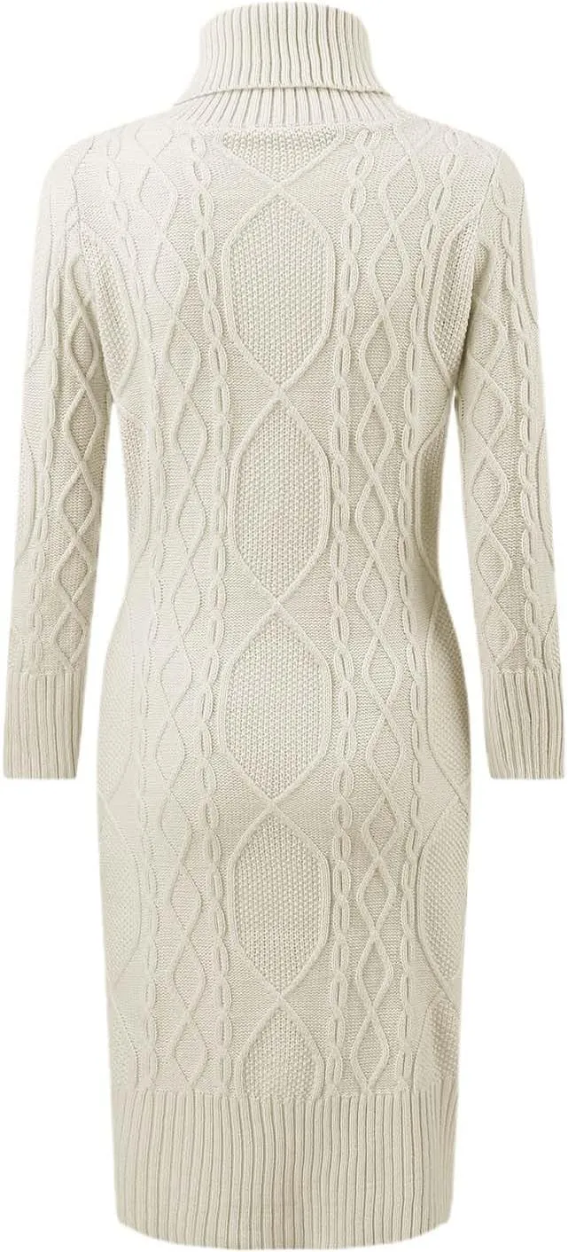 Women Fashion Solid Slim Fit Long Sleeve Pullover Sweater Knitted Lapel Sweater Slit Mid Length Summer Dress Knee