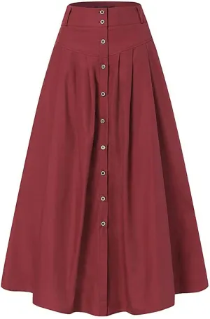Women Floral Print Boho Maxi Skirt Elastic High Waist Tiered Pleated Flowy Long Summer Casual Skirt