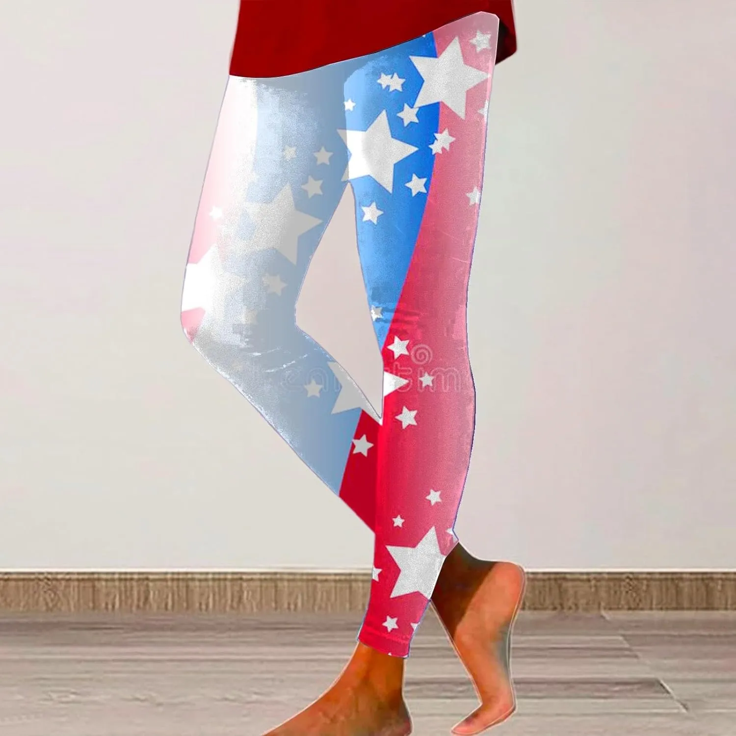Women High Waist American Flag Leggings Seamless US Flag Patriotic Tights Stretchy Running Sports Yoga Pants
