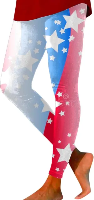 Women High Waist American Flag Leggings Seamless US Flag Patriotic Tights Stretchy Running Sports Yoga Pants