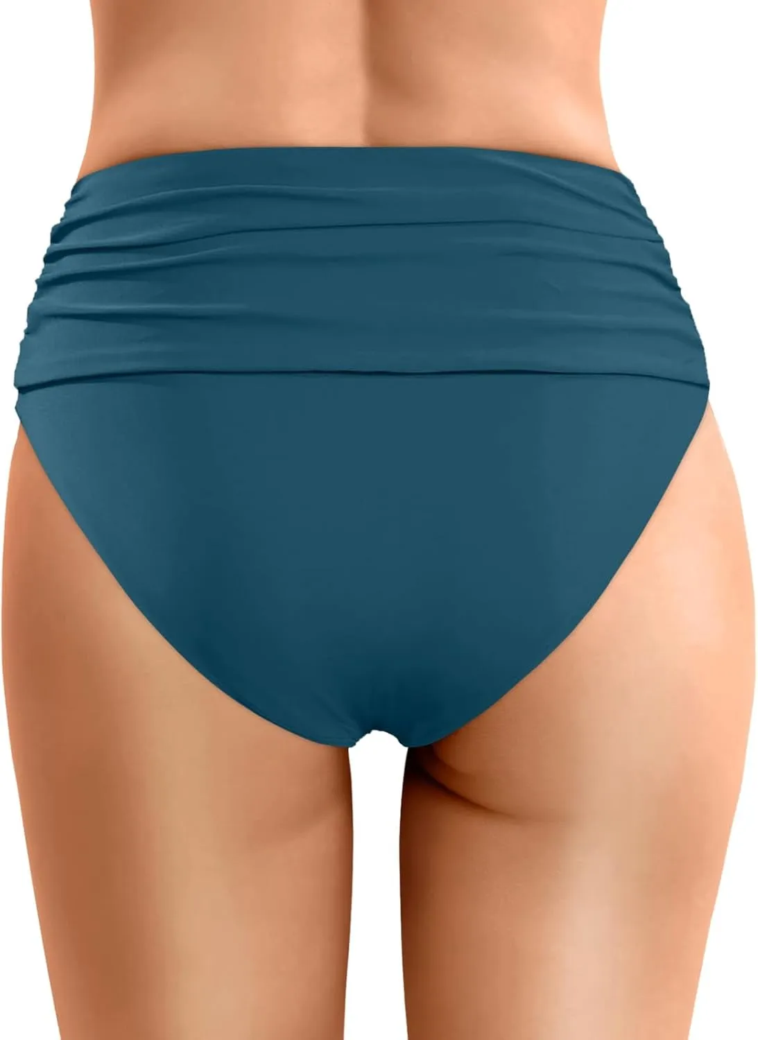 Women High Waist Bikini Bottoms Vintage Ruched Swim Bottoms Tummy Control Swimsuit Swim Shorts Shirred Tankini Briefs