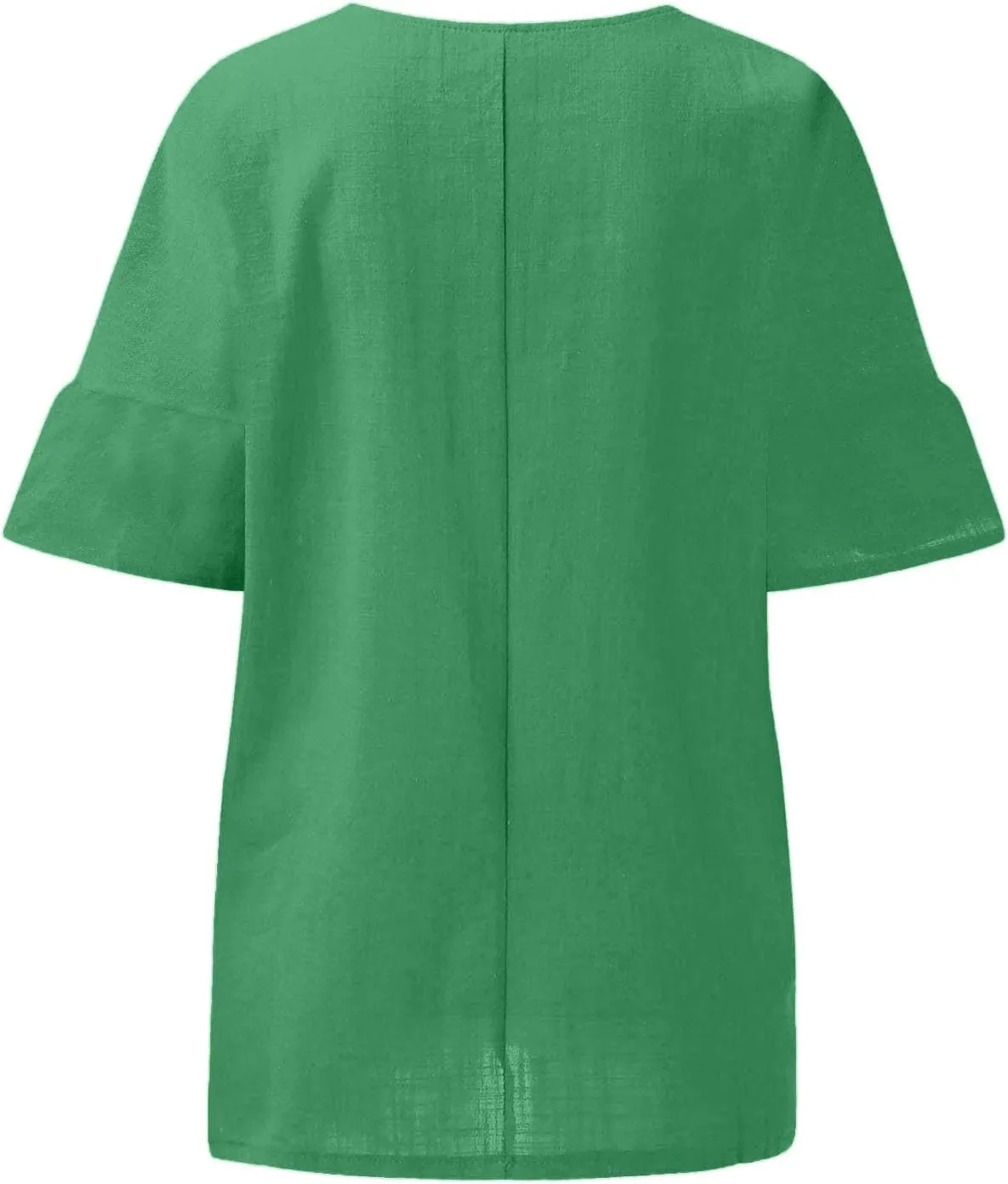 Women Short Sleeve Linen Shirts Casual Round Neck Plus Size T Shirt Bohemian Boho Loose Fit Summer Tshirts