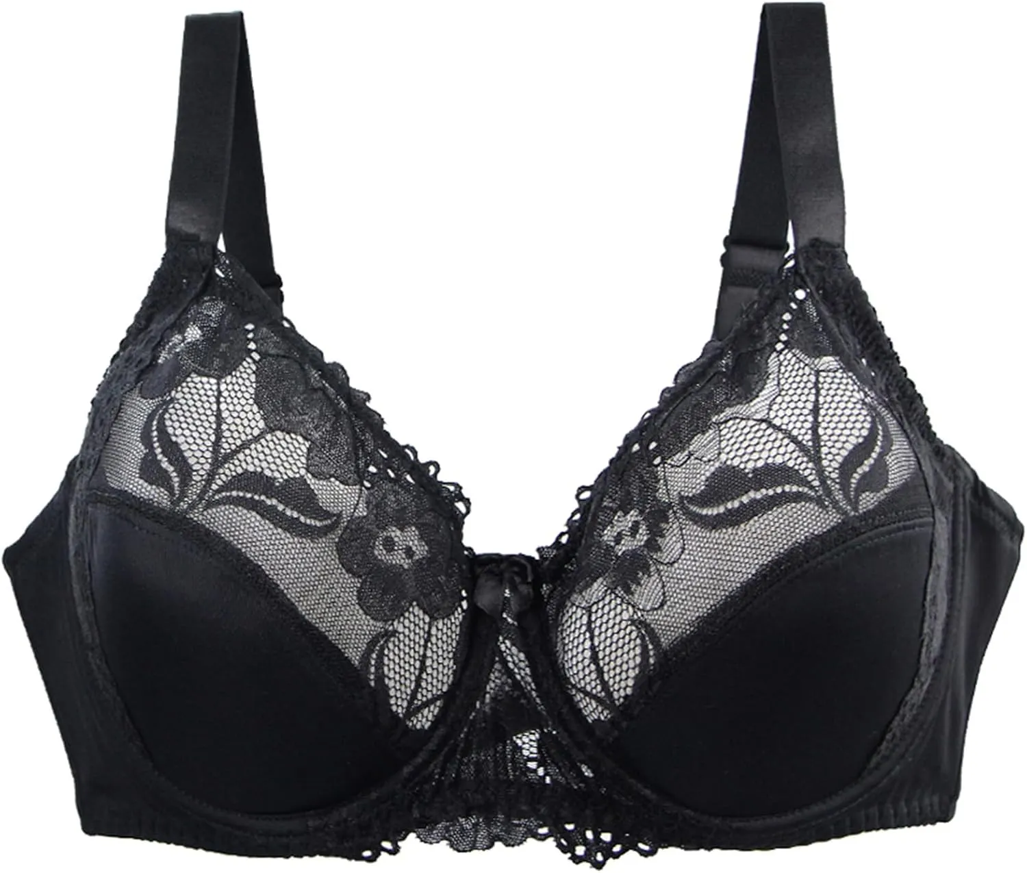 Women T-Shirt Bra Lace Underwire Push-Up Bralettes Full Coverage Brassiere Lightly Lined T-Shirt Bras Ladies Underwear