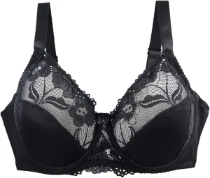 Women T-Shirt Bra Lace Underwire Push-Up Bralettes Full Coverage Brassiere Lightly Lined T-Shirt Bras Ladies Underwear